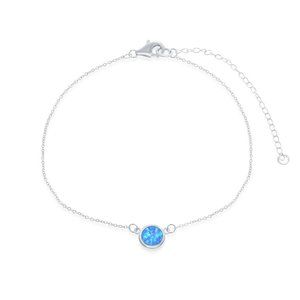 Sterling Silver Blue Inlay Opal Disc Choker